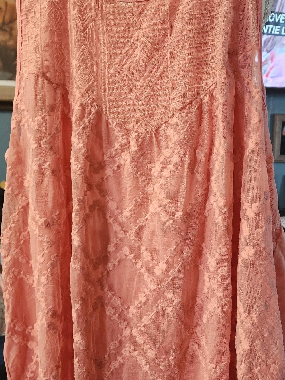 Self Esteem Peach Lace Tank Top Sz 3X